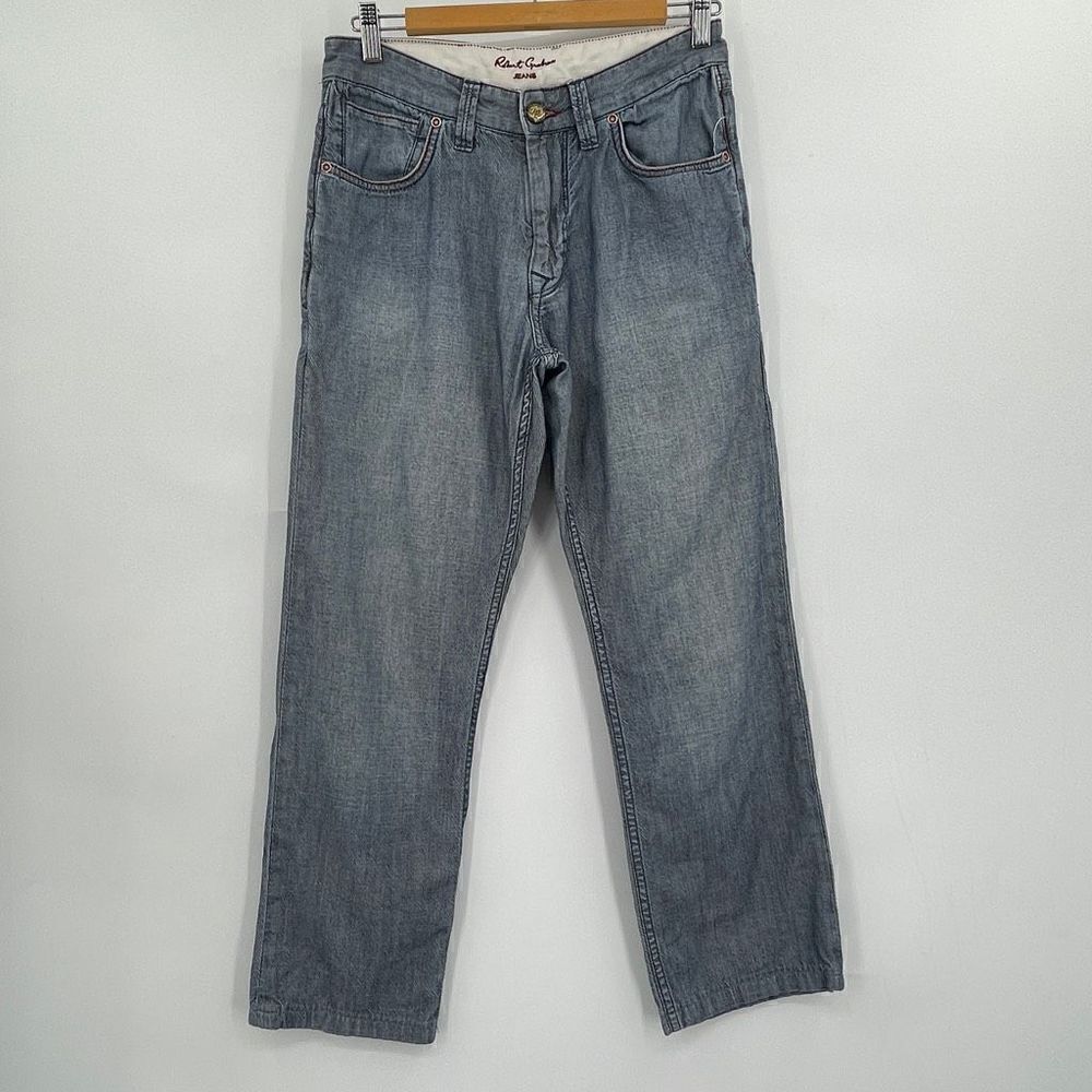 Robert Graham Blue Mid Rise Denim Straight Leg Jeans Size 30
